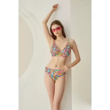 LYYN Özel Tasarım Tropikal Desenli Sırt Detaylı Bikini Takımı