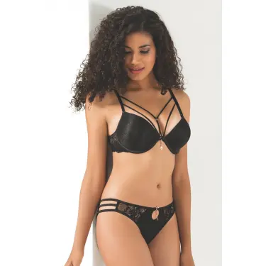 LYYN Silikonlu Taşlı Simli Sütyen Takım Kadın 5020