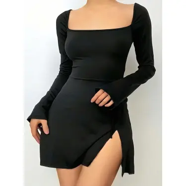 LYYN Siyah Şık Fantezi Elbisesi, Kadın Gecelik 5106