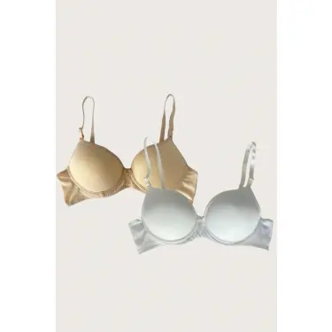 LYYN Ten-beyaz 2li Mikro Kumaş İçi Boş Balenli Günlük Desteksiz Sütyen