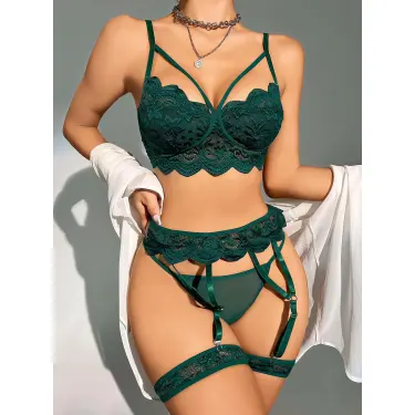 LYYN Yeşil Jartiyer  Fantazi 5li Takım 2070