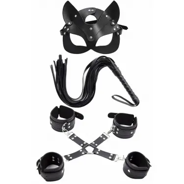 Maske Kırbaç Bileklik 5 Li Harness Deri Set
