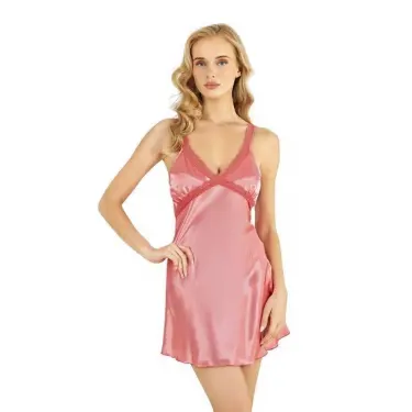 Mercan Kısa Saten Gecelik 8226