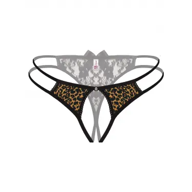Özel Bölgesi Açık Leopar Desenli Fantazi Külot