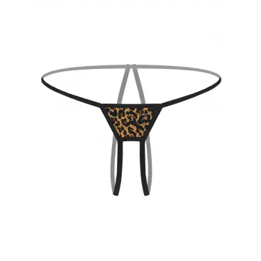 Özel Bölgesi Açık Leopar Desenli Fantezi G String