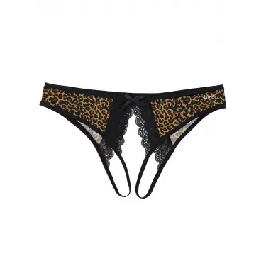 Özel Bölgesi Açık Leopar Desenli Fantezi Külot