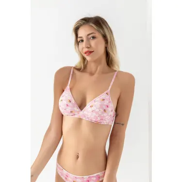 PAMUKLU DESENLİ, ÜÇGEN SÜTYEN PEMBE (MGP1961)