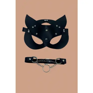 Siayh Maske Ve Zincirli Siyah Boyun Aksesuarı 800245