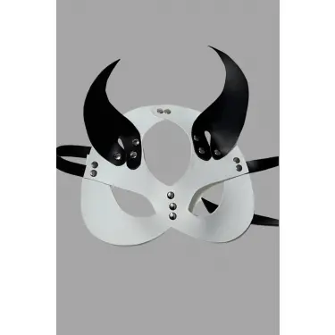 Siyah/Beyaz Şeytan Kulak Deri Sexi Maske 800467