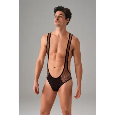 Siyah Erkek File Kumaş Askılı Jockstrap Body 3053