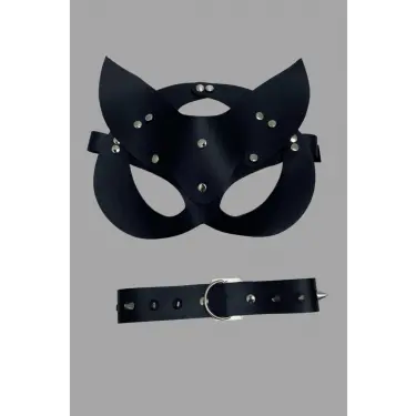 Siyah Maske Ve Çivili Tasma Aksesuar 800235