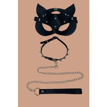 Siyah Maske Ve Çivili Zincirli Tasma 800241