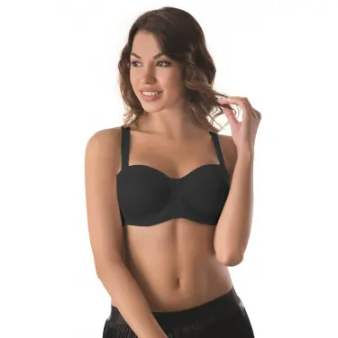 SİYAH MI Emay 159 C Balenli Straplez Toparlayıcı Sütyen