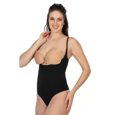 SİYAH MI Emay 2076 Göğüsü Açık String Body Korse