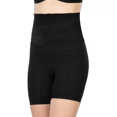 SİYAH MI Emay 2091 Önü Dantelli Yüksek Bel Boxer Korse