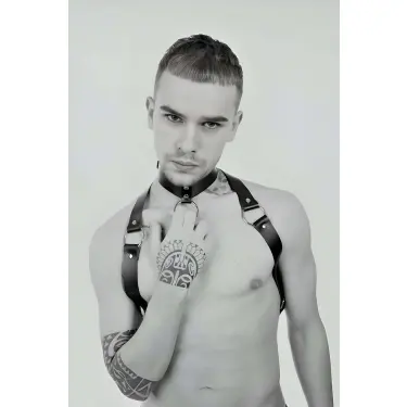 Tasmalı Seksi Deri Erkek  Harness - Brfm35