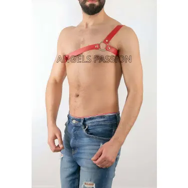 Tek Omuz Seksi Deri Erkek  Harness - Brfm3