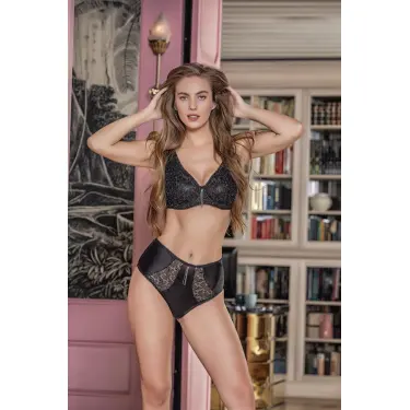 Yüksek Bel Dantel Detaylı Slip Külot Siyah (brf21531)