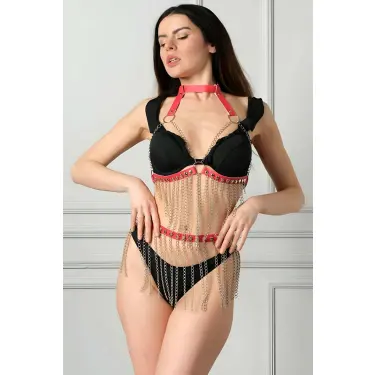 Zincirli Göğüs Ve Etek Harness Takım - Brf504