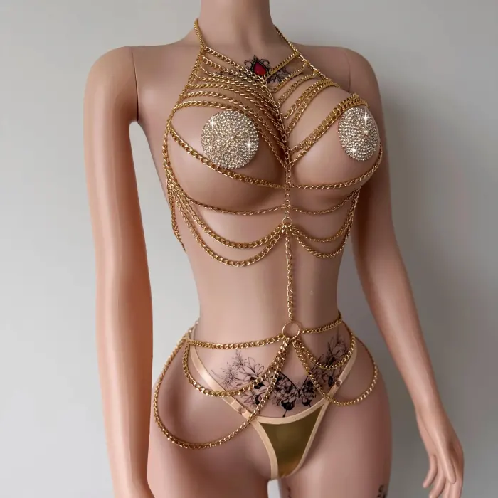 LYYN Altın Renk Vücut Zinciri Fantazi Takım