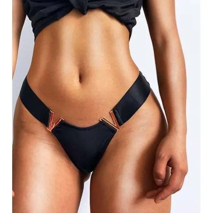 LYYN Arias Closet Siyah V Metal Aksesuarlı Fantezi String Tanga