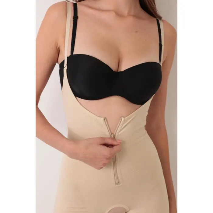 LYYN Ten İp Askılı Ağ Kısmı Açık Fermuarlı Tam Boy Kadın Korse