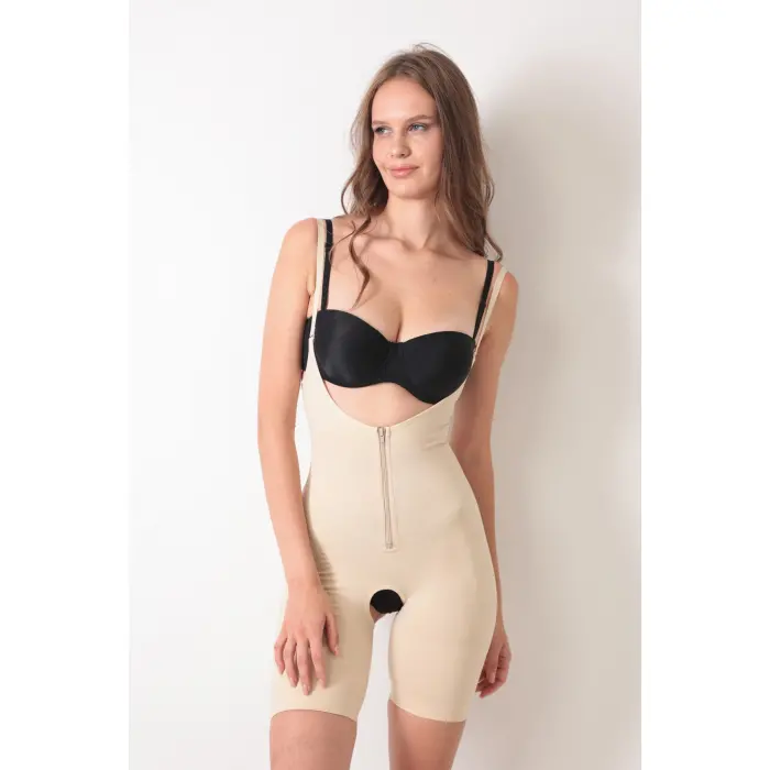 LYYN Ten İp Askılı Ağ Kısmı Açık Fermuarlı Tam Boy Kadın Korse