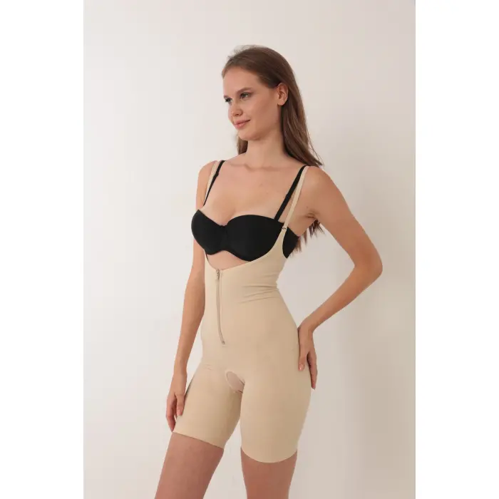 LYYN Ten İp Askılı Ağ Kısmı Açık Fermuarlı Tam Boy Kadın Korse