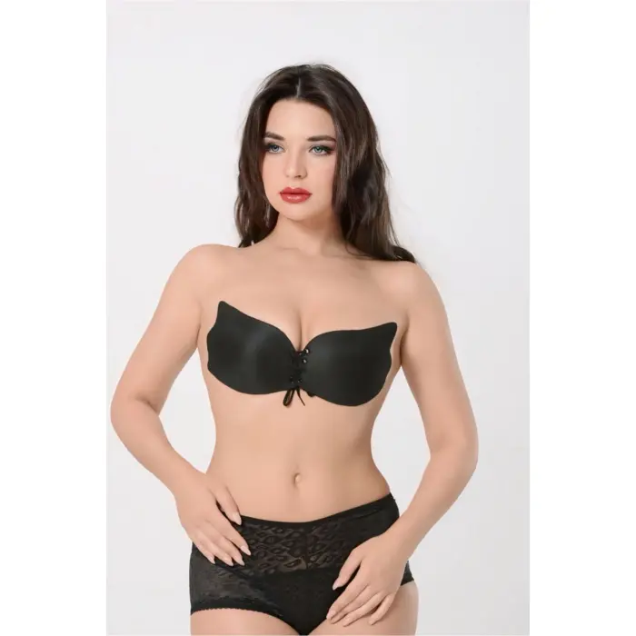 Siyah Yapışkan Kelebek Sütyen-519