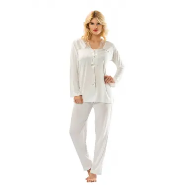 Ekru Penye Pijama Takımı - 1556