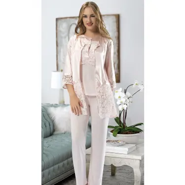 Pudra Penye Pijama Takımı - 1417