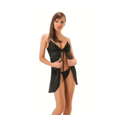 Siyah Tül Gecelik - 641