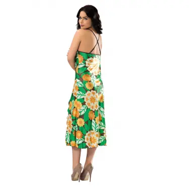 Yeşil Yırtmaçlı Saten Gecelil - 082