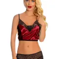 Bordo Saten Dantelli Babydoll Şortlu Takım - 288