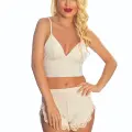 Ekru Lcralı Babydoll Şortlu Takım - 319
