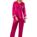 Fuşya Saten Pijama Takımı - 1595