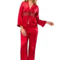 Kırmızı Saten Pijama Takımı - 1601