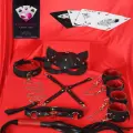 Sexy Görselli Oyun Kartı Kama Sutra 7li Kırmızı Siyah Harness Set