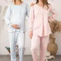 Bone 5905 Kadın Lohusa Viskon Klasik 3lü Pijama Takımı