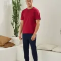Erkek 2207 Erkek  Battal Midi Yaka Pijama Takım