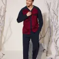 Erkek 8025 Erkek   V Yaka Boydan Düğmeli Pijama Takımı