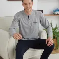Erkek 9111 Battal  Erkek   Midi Yaka Pijama Takımı