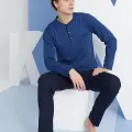 Erkek 9250 Erkek  Midi Yaka Pijama Takım