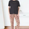 Estiva 25161 Kadın Marla Leoparlı Kısa Kol Pijama Takımı
