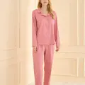 LYYN  19103 Kadın Düğmeli Uzun Kol Pijama Takımı