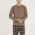 LYYN 9221 Erkek Midi Yaka Pijama Takım