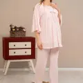 LYYN Ba-ha 4504 Dantel Sabahlıklı Lohusa Pijama Takımı