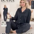 LYYN Boyraz 0205 Kadın Sandy Patlı Uzun Kol Pijama Takımı