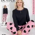 LYYN Boyraz 0211 Kadın Raporlu Uzun Kol Pijama Takımı