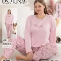 LYYN Boyraz 0261 Kadın Sandy Battal Uzun Kol Pijama Takımı